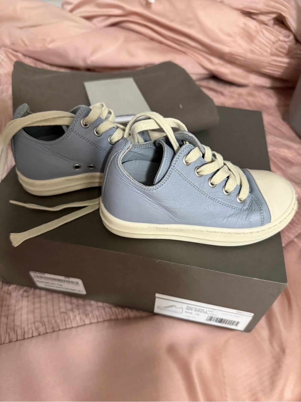 Rick Owens Kids Low-Top Sneakers in Pale Blue and Cream